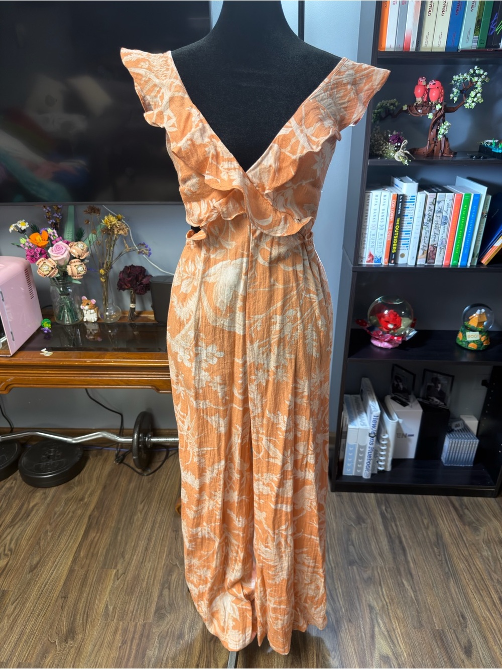 H&M Orange Floral Ruffled Jumpsuit/NWOT